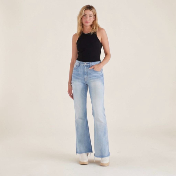 Etica Denim - Etica Sasha Flare Jeans High Rise Raw Hem Sz 28